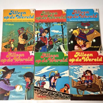 Vintage TV-albums Alleen op de Wereld uit 1979, deel 1 t/m deel 6