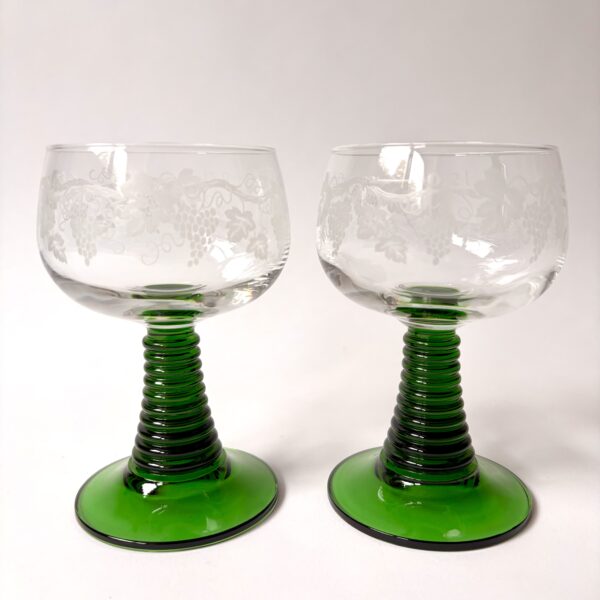 Wijnglazen - moezelglazen France met groene voet en druiventak - inhoud 200 ml - 2 stuks (4)