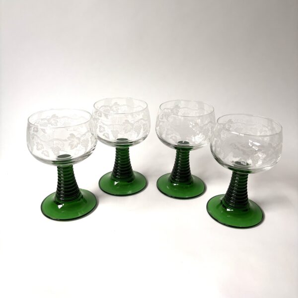 Wijnglazen - moezelglazen met groene voet - afbeelding van druiventak - inhoud 200 ml - 4 stuks (5)