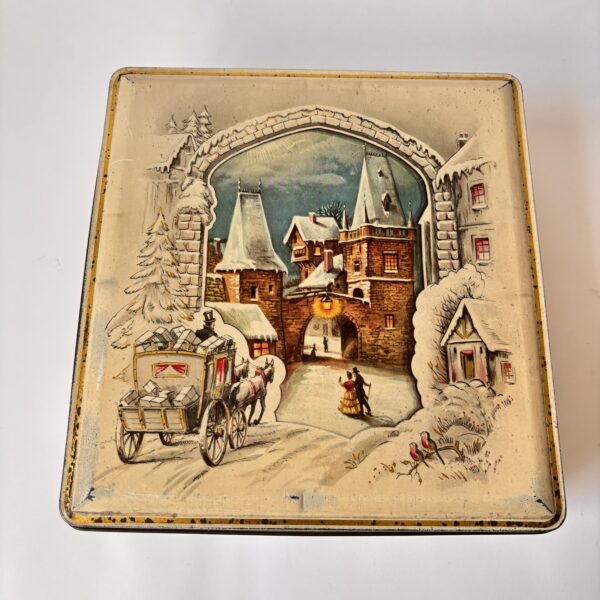Blik trommel Van Melle in een feestelijk winterthema - afm. 22,5 x 23,5 x 9 cm (2)