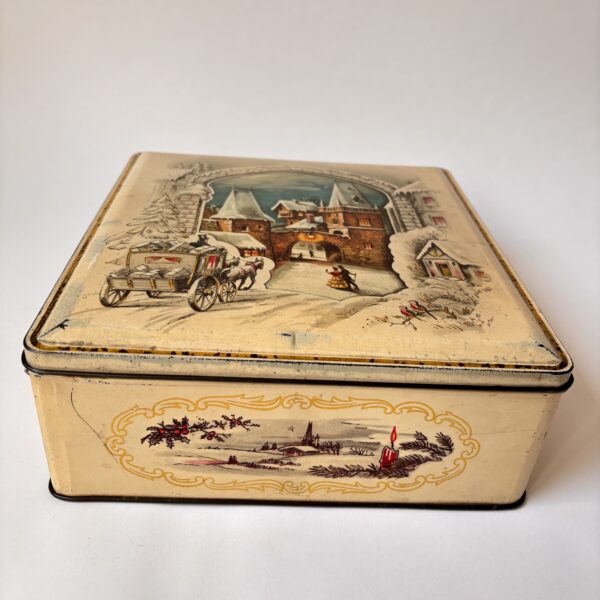 Blik trommel Van Melle in een feestelijk winterthema - afm. 22,5 x 23,5 x 9 cm (3)