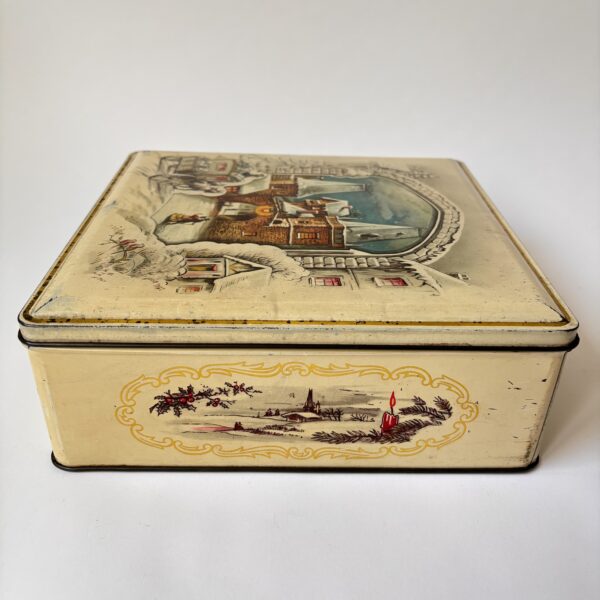 Blik trommel Van Melle in een feestelijk winterthema - afm. 22,5 x 23,5 x 9 cm (4)