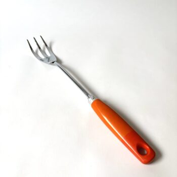 Vintage vleesvork Skyline chrome in 2-kleuren oranje