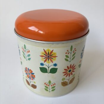 Vintage rond blik van Worcester Ware gedecoreerd met bloemen in vrolijke kleuren