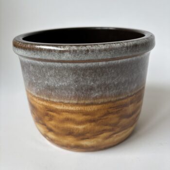 Vintage keramiek bloempot in de kleuren grijs/beige, onderzijde genummerd met 3544B