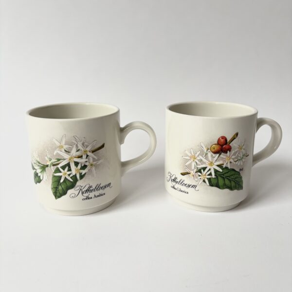 Koffie mokken Villeroy & Boch koffiebloesem - 2 stuks - inhoud 200ml (1) Vintage crèmekleurige mokken/bekers van Villeroy & Boch Septfontaines met afbeeldingen van een koffietak met bloesem