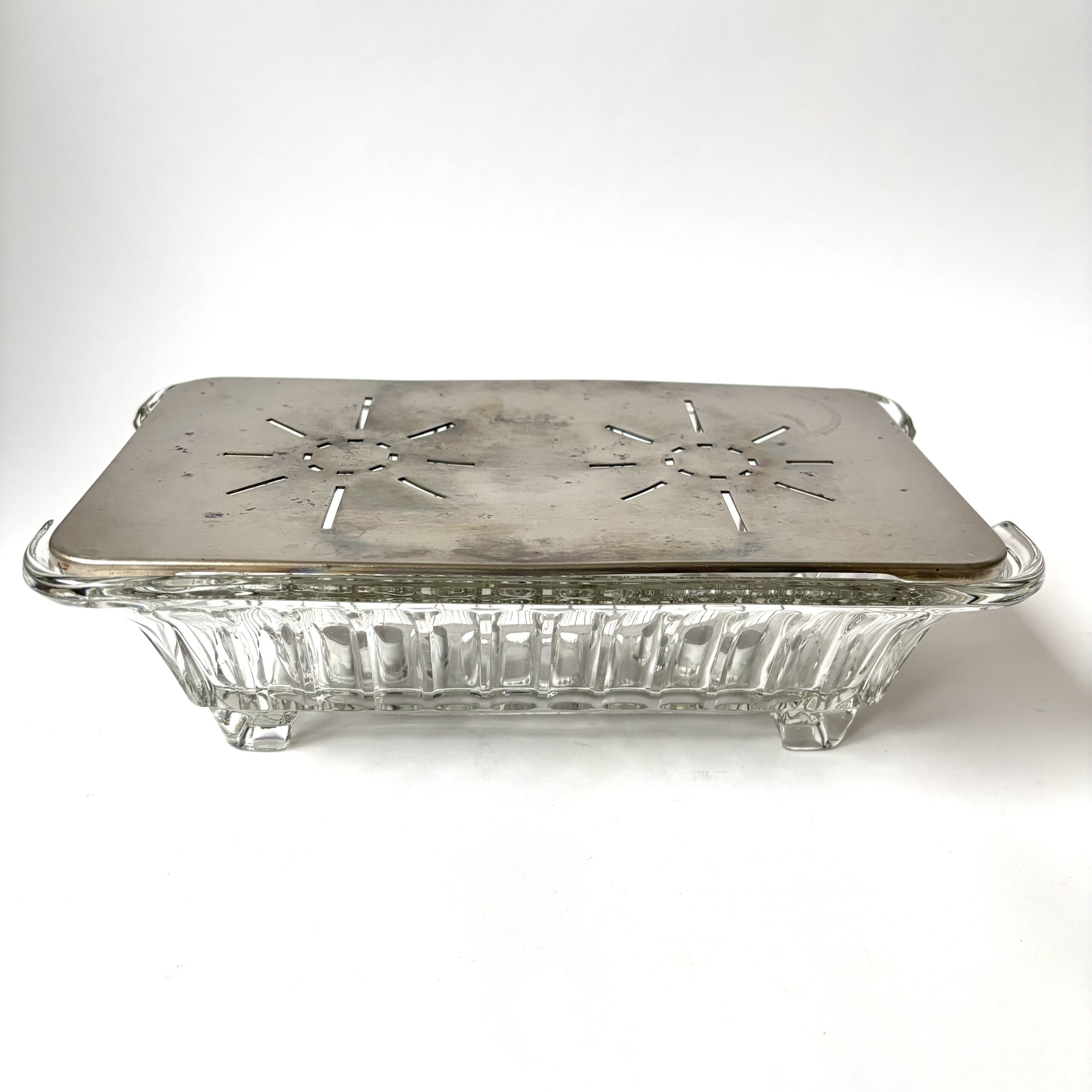 Rechaud van glas met een RVS warmhoudplateau (1) Rechaud van glas met een RVS warmhoudplateau (1)