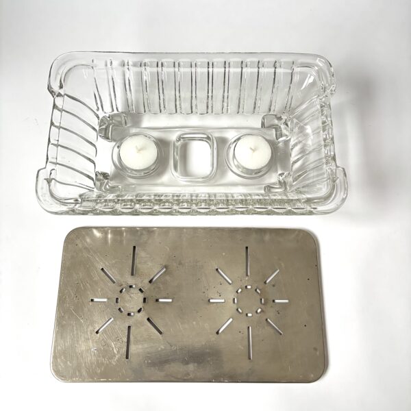 Rechaud van glas met een RVS warmhoudplateau (3) Rechaud van glas met een RVS warmhoudplateau (3)