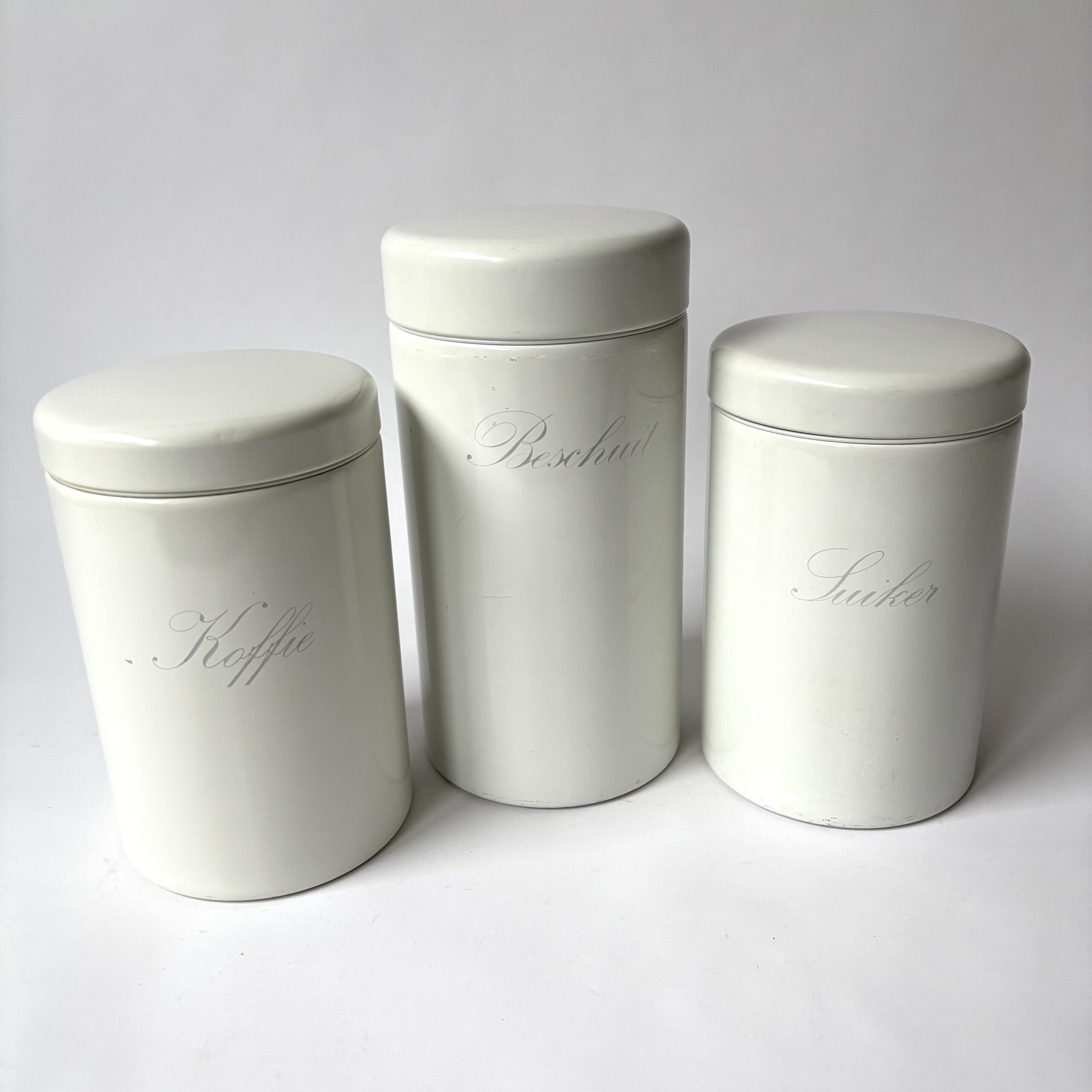 Vintage voorraadblikken Koffie, Suiker en Beschuit (met lift) van Brabantia