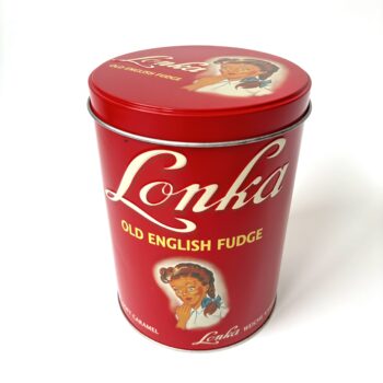 Retro kleurrijke decoratieve blik van Lonka Old English Fudge