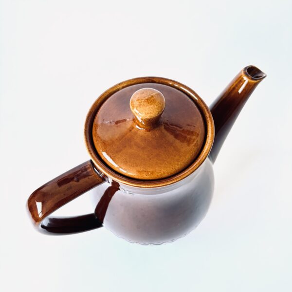 Koffiekan Douwe Egberts met schubben patroon - glazend bruin - hoogte 24 cm (3) Koffiekan Douwe Egberts met schubben patroon - glazend bruin - hoogte 24 cm (3)