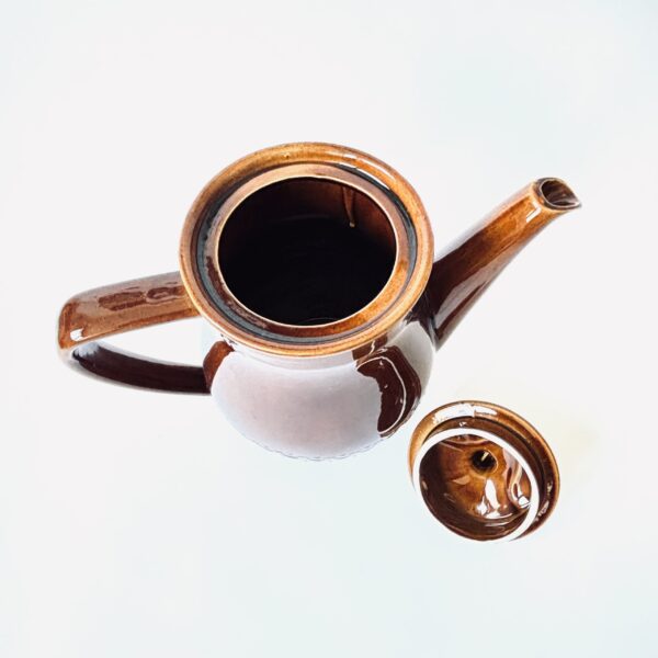 Koffiekan Douwe Egberts met schubben patroon - glazend bruin - hoogte 24 cm (7) Koffiekan Douwe Egberts met schubben patroon - glazend bruin - hoogte 24 cm (7)