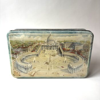 Vintage blik Sint Pietersplein Vaticaanstad, uitgebracht ter gelegenheid van het beneficiaat van Paus Pius XII in 1950