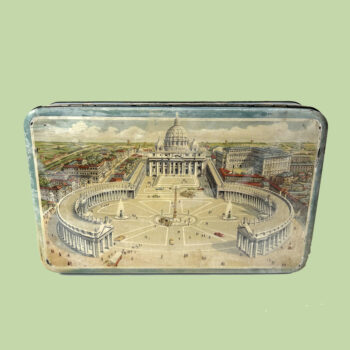 Vintage blik Sint Pietersplein Vaticaanstad, uitgebracht ter gelegenheid van het beneficiaat van Paus Pius XII in 1950