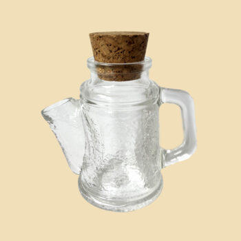 Vintage glazen pindastrooier/pindadispenser met kurken dop van WMF