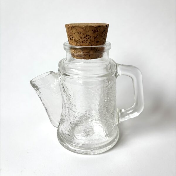 Pindastrooier WMF van glas met kurk - hoogte 14 cm (3) Vintage glazen pindastrooier/pindadispenser met kurken dop van WMF