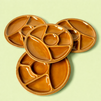 Vintage fondue/gourmet in een honing bruine kleur