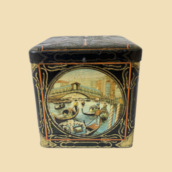 Vintage decoratief vierkant blik van Houten & Zoon met afbeeldingen van Venetië