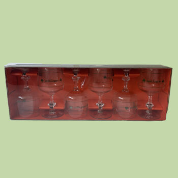 Vintage glazen Irish Coffee op voet van Durobor in originele doos