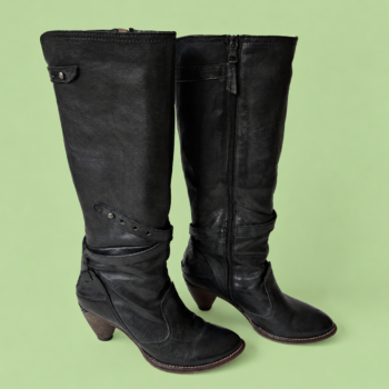 Vintage antraciet hoge Air-Step laarzen met siergespen met een goed werkende/sluitende rits